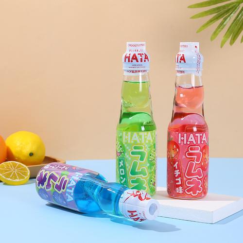 日本进口波子汽水批发hata哈达网红弹珠200ml果味碳酸饮料气泡水